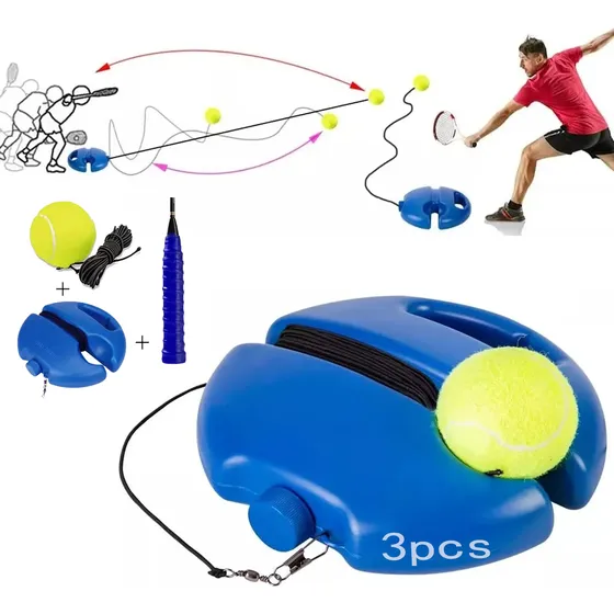 3pc Kit De Pelota Tenis Con Base De Entrenamiento Para Tenis
