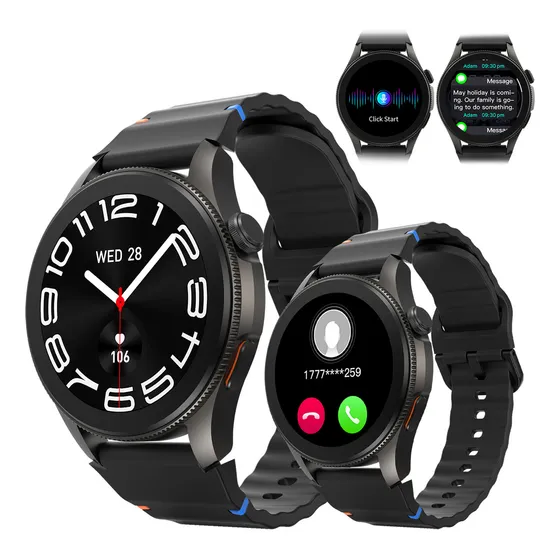 Basike 1.43'' IA Relógio Smartwatch Redondo Masculino E Feminino Com Gps, Chatgpt,assistente De Voz, Chamadas Bluetooth, Mercado De Ações,resistência À Água 3atm, 100 + Modos De Esporte Etc. Preto
