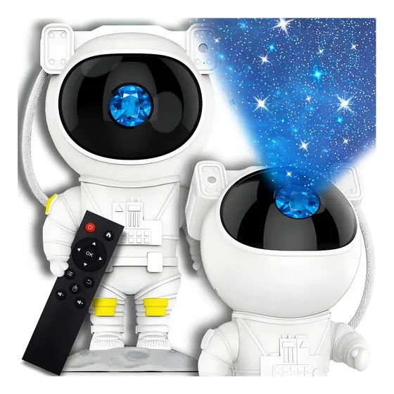 Proyector De Galaxia Astronauta Lampara Led De Noche De Estrellas De Colores Y Nubes Color Blanco