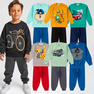 Kit Moletom 4 Peças Juvenil Menino Inverno Conjunto 10-12-14 Kit Moletom 4 Peças Juvenil Menino Inverno Conjunto 10-12-14