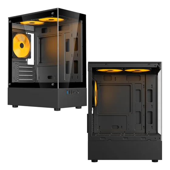 Gabinete Gamer Com 3 Fans Lateral Vidro S/ Fonte Mid Tower