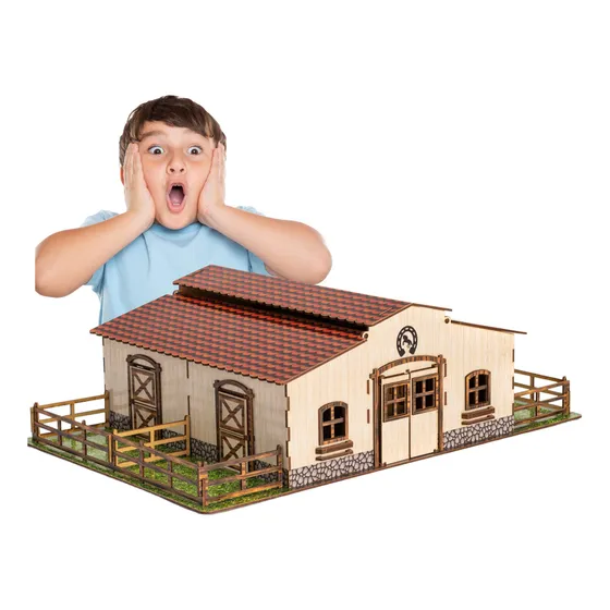 Mini Estábulo Minha Fazendinha de Brinquedos Mdf Criativa
