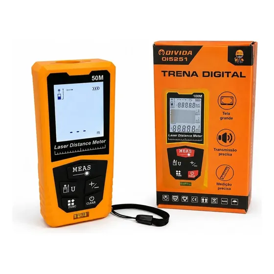 Trena Medidor Laser Digital Profissional Marceneiro 50m