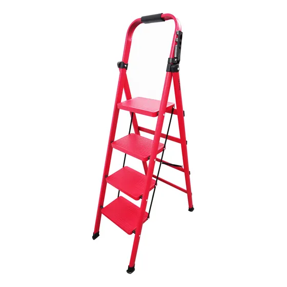 Escalera Tijera Domestica 4 Escalones 1,45 Mts Hogar Alpina Color Rojo