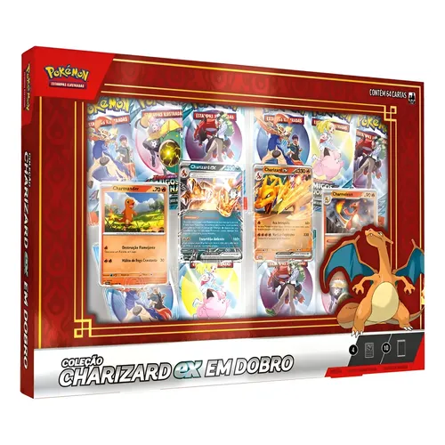 Box Pokémon Coleção Charizard Ex Em Dobro Card Tcg 10booster