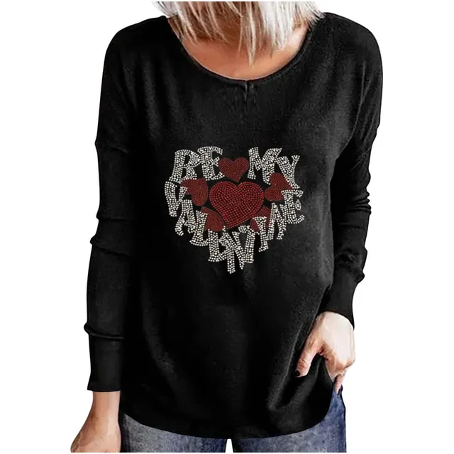 Camiseta Manga Larga Para Mujer Dia San Valentin Cuello