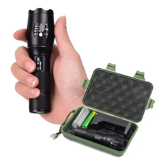 Potente Linterna Táctica UltraFire Sun 1 LED Zoom 15000 lm Aluminio 3 Modos Negro Blanco