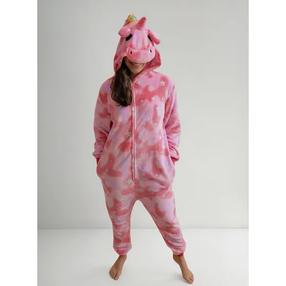 Pijama Enterito Mameluco Mono Unicornio Con Estrellas