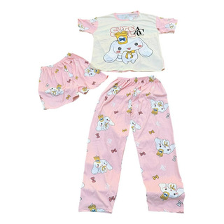 Set 3pz Pijama Verano Dibujos Animados Mujer Labubu Sanrio Set 3pz Pijama Verano Dibujos Animados Mujer Labubu Sanrio