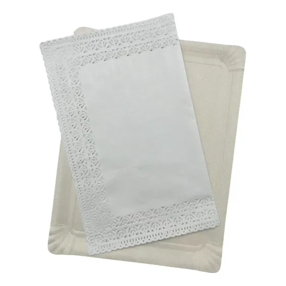 Bandejas Rectangulares Con Blonda 28.5x22 Cm. (24 Unid)