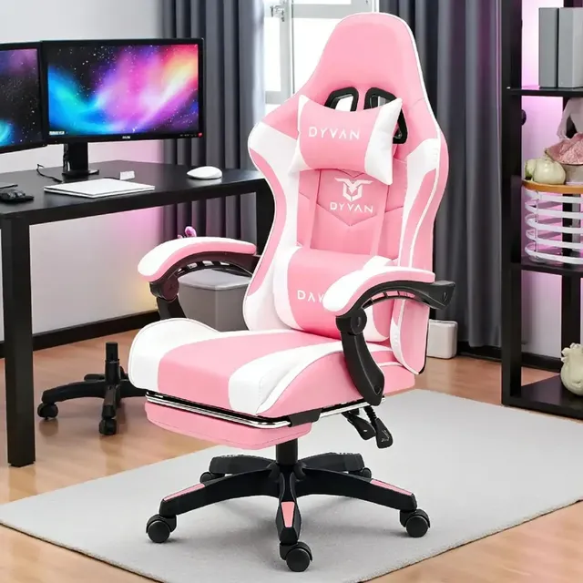Silla Gamer Dyvan 73210 Pc Escritorio Ergonomica Reclinable Color Rosa
