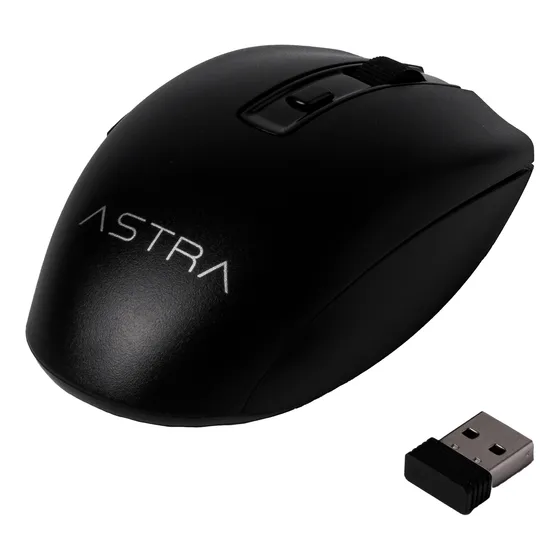 Mouse Inalámbrico 6 Botones Usb 1600 Dpi Negro Astra