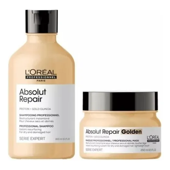 Pack 2 unidades L'oréal Prof Absolut Repair shampoo y máscara golden