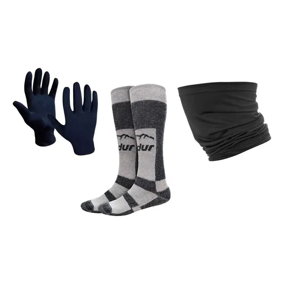 Guantes Termicos Medias Cuello Primera Piel Invierno Abrigo Color Guantes/medias Negro Gris Claro/negro