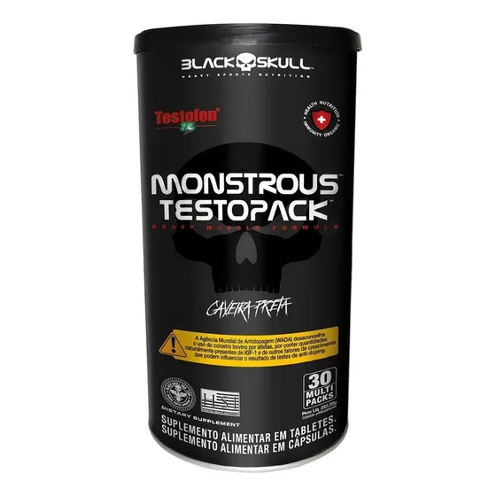 Monstrous Testopack 30 Packs Black Skull Sabor Sem sabor