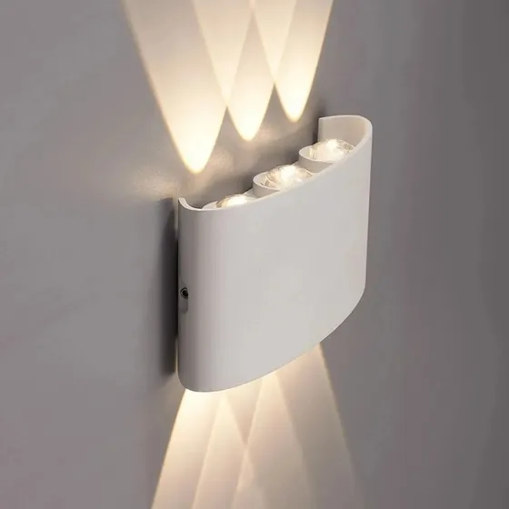 Luminária Arandela Led 6w Meia Lua 3 Fachos Bivolt Luz Morna