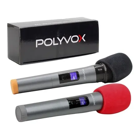 Microfone Sem Fio Polyvox XM-123 Dinâmico Cardioide 2 Unidades Cinza