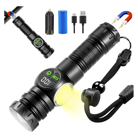 Lámpara Táctica 120000 Lúmenes Led Linterna Táctica Camping 9 Modos ,linterna Recargable,impermeable Capacidad De La Batería 5000mah,adecuado Para Viajes De Montañismo Y Actividades Al Aire Libre