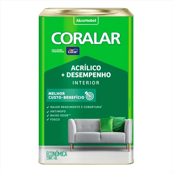Tinta Acrílica Coralar Fosca Antimofo Branco 20 Litros