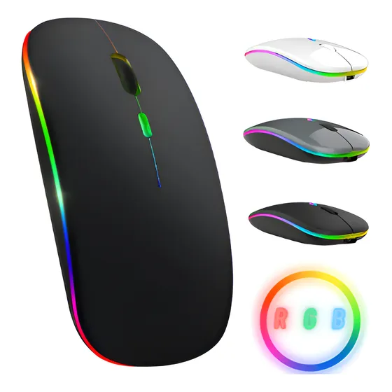 Mouse Rgb Sem Fio Recarregável Premium Óptico Led.