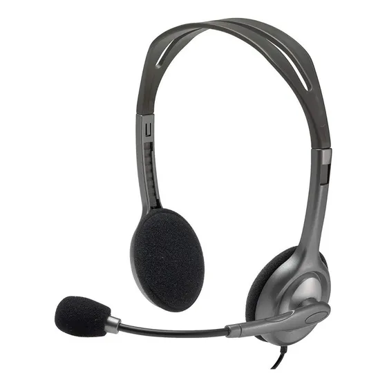 Auriculares Logitech Com Microfono Oficina H111 981-000612 Ajustable Gris