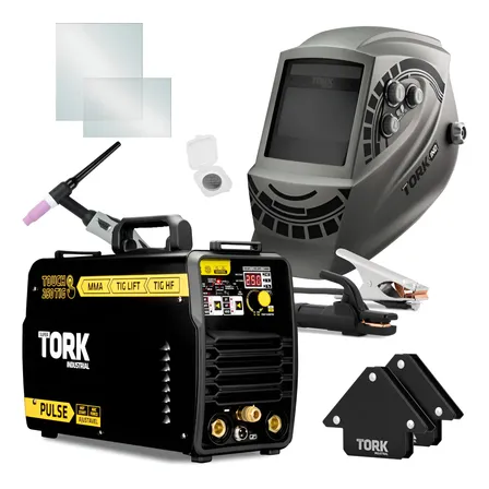 Maquina Solda Inversora Tig Hf Pulsado 250a Mma + Máscara 8k Preto 127/220v