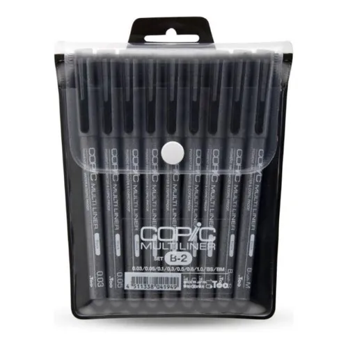 Set de rotuladores negros Copic Multiliner B2 con 9 unidades