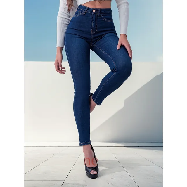 Jeans Elasticados Y Tiro Alto Tallaje Pequeño