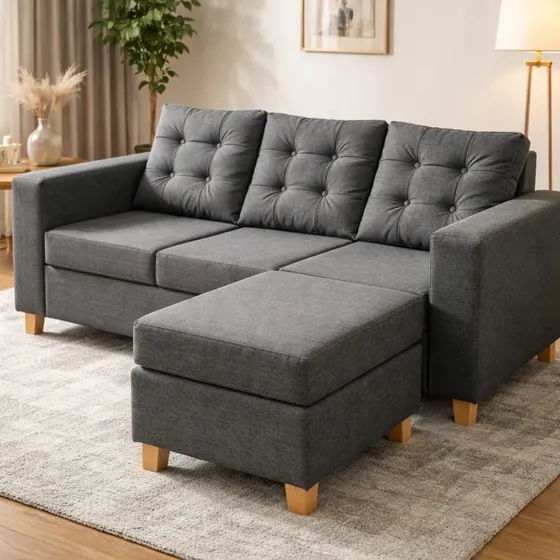 Sillon 3 Cuerpos Sofa Living Con Camastro Chenille