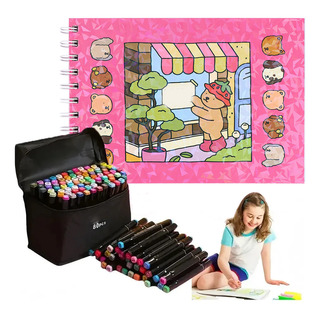 Kit De Livro Para Colorir + Canetas De Ponta Dupla De 80 Cor Kit De Livro Para Colorir + Canetas De Ponta Dupla De 80 Cor