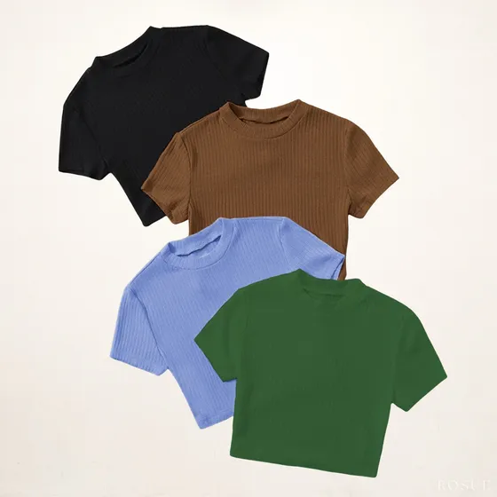 Polos Básicos Top Rib Mujer Pack X4 - Génesis