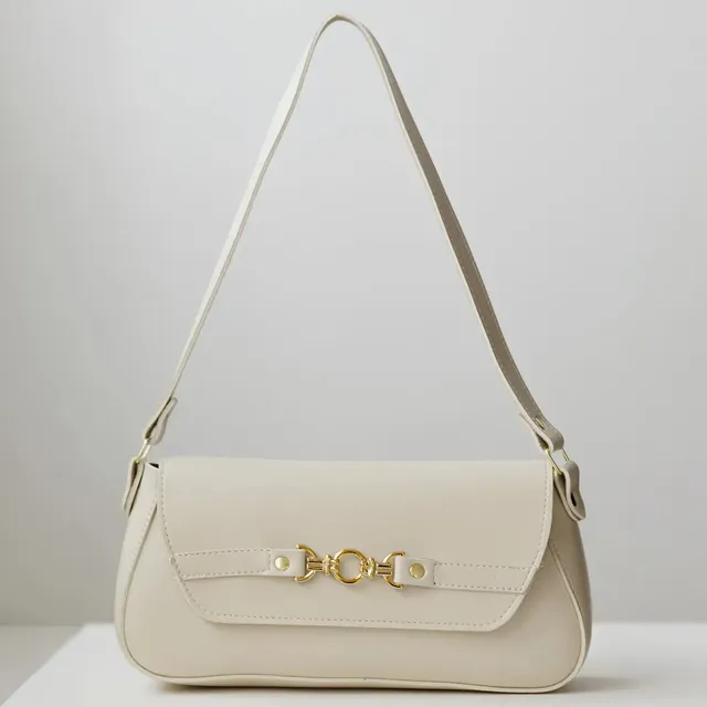 Bolsa De Ombro Baguete Tiracolo Média Feminina Casual Cor Creme