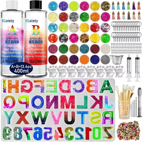 Resina Epóxica 200 + 200 Ml. Kit Para Principiantes 206 Pzs.