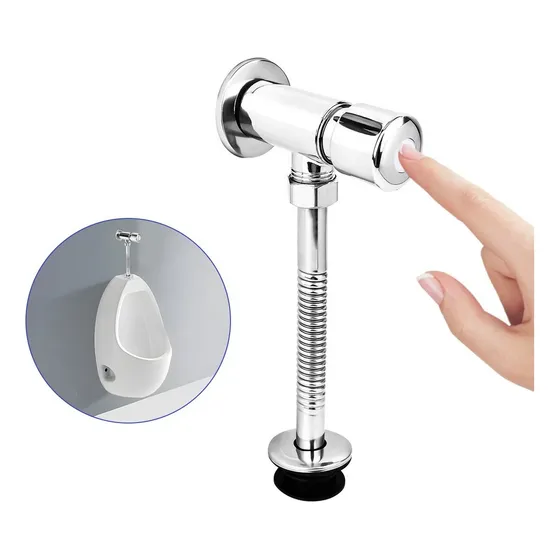 Llave Temporizadora Para Mingitorio Boton Cromada Fontanery válvula de baño Herramientas de descarga del inodoro que presiona a mano Botón montado en la pared Válvula de descarga del mingitorio