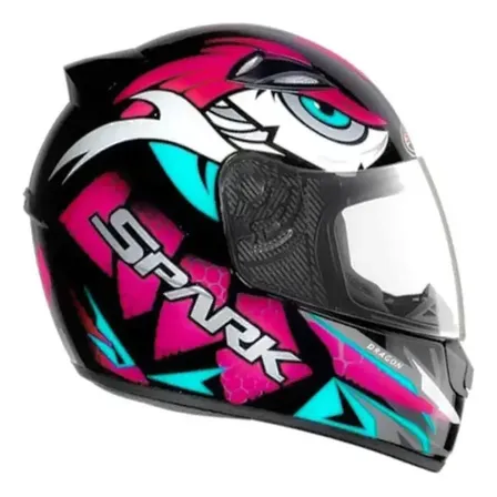 Capacete Ebf Feminino Ebf New Spark Rosa C/ Narigueira Rosa Lisa Brilhante 58