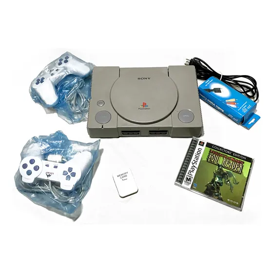 Console Playstation Ps1 Fat Com 2 Controles 2 , Memory Card E 2 Jogos De Brinde