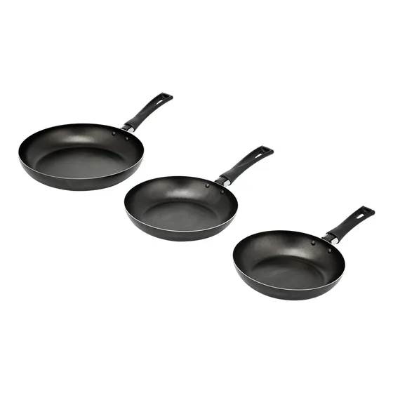 Juego De 3 Sartenes Imusa De 18,20 Y 24 Cm Color Negro