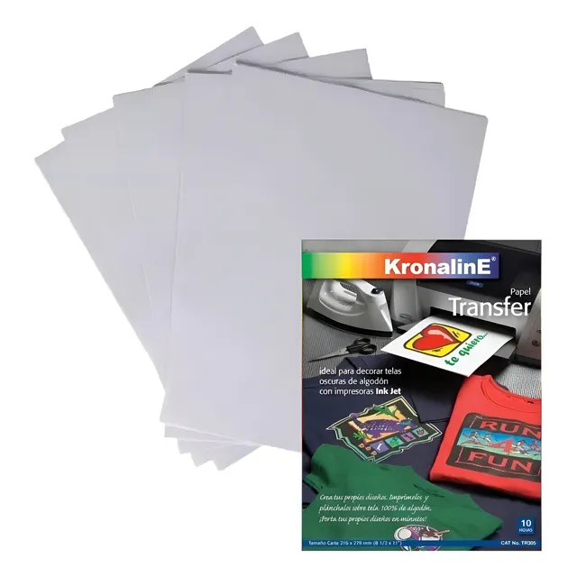 Papel Transfer Kronaline Telas Oscuras 100% Algodón 10 Hojas