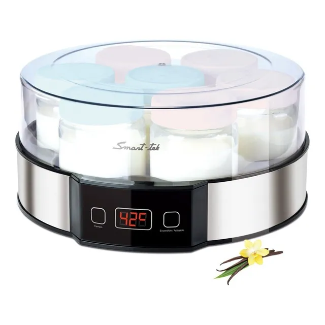 Yogurtera Smart-Tek YM750 Digital 7 Recip Vidrio 1,2 Litros Color Plateado 220V