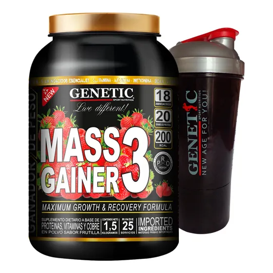 Súper Crecimiento Muscular Mass Gainer Vaso Polvera Genetic