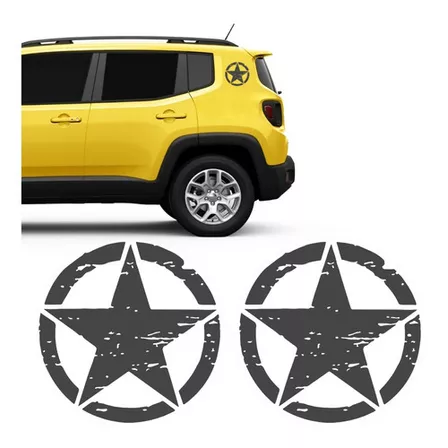 Kit Adesivos Estrela Militar Jeep Renegade Lateral Corroído Cor Grafite