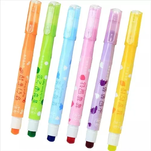 Set Resaltadores Kawaii En Cera O Crayolas X6 Colores Frutas