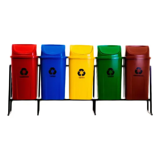 Kit 5 Lixeiras Para Coleta Seletiva 60 Litros / C Suporte Cor Azul