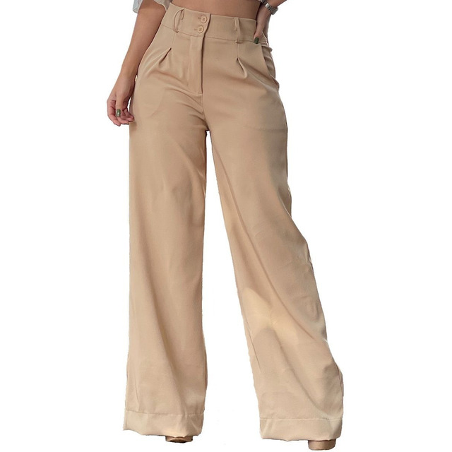 Calça Pantalona Alfaiataria Wide Leg Social Cintura Alta Calça Pantalona Alfaiataria Wide Leg Social Cintura Alta