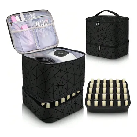 Maleta Maquiagem Profissional Esmalte Organizador Impermeáve Preto