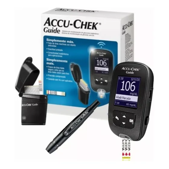 Glucómetro Accu Chek Guide + 10 Tiras Y 10 Lancetas