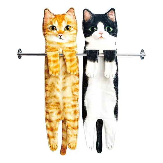 Pat Juumg Divertida Toalla Mano Para Baño Cocina Bonita Gato