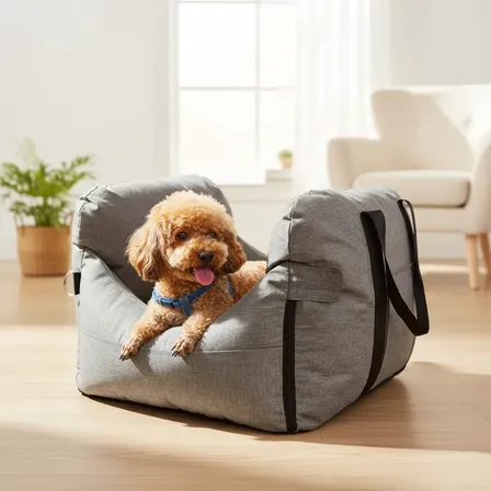 Asiento De Auto Perro Pequeño, Premium, Lavable Gris Oscuro