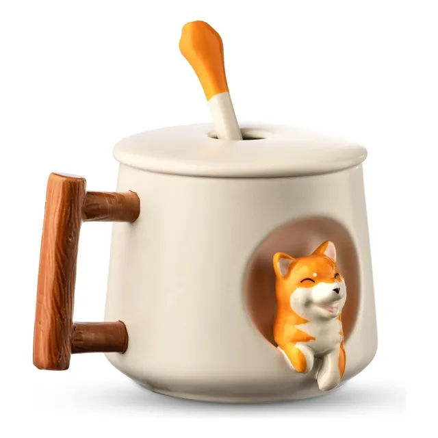 Juego De Taza Con Cuchara Modelo Shiba