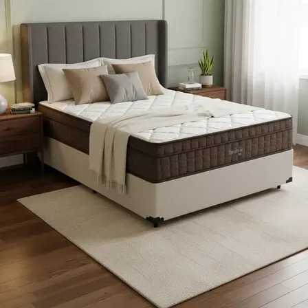 Cama Box Casal + Colchão De Espuma D70 Anjos Ultra Dream